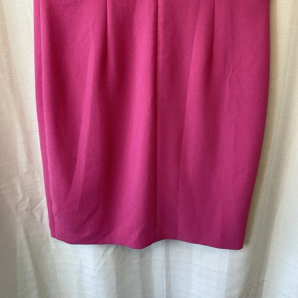 Trina Turk Pink Short Sleeve V-Neck Shift Dress Orange And White Fringe Sz 8 - Picture 12 of 14